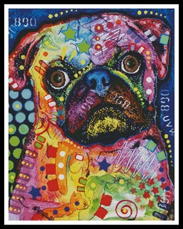 Abstract Pug by Artecy printed cross stitch chart